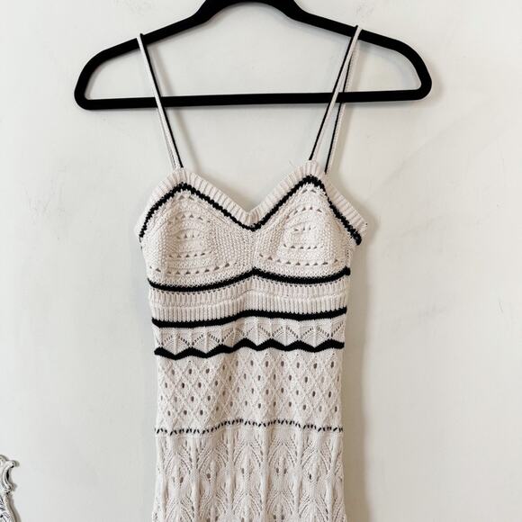 NWT Olive & Oak Off White and Black Crochet Summer Boho Midi Dress S - Picture 9 of 10
